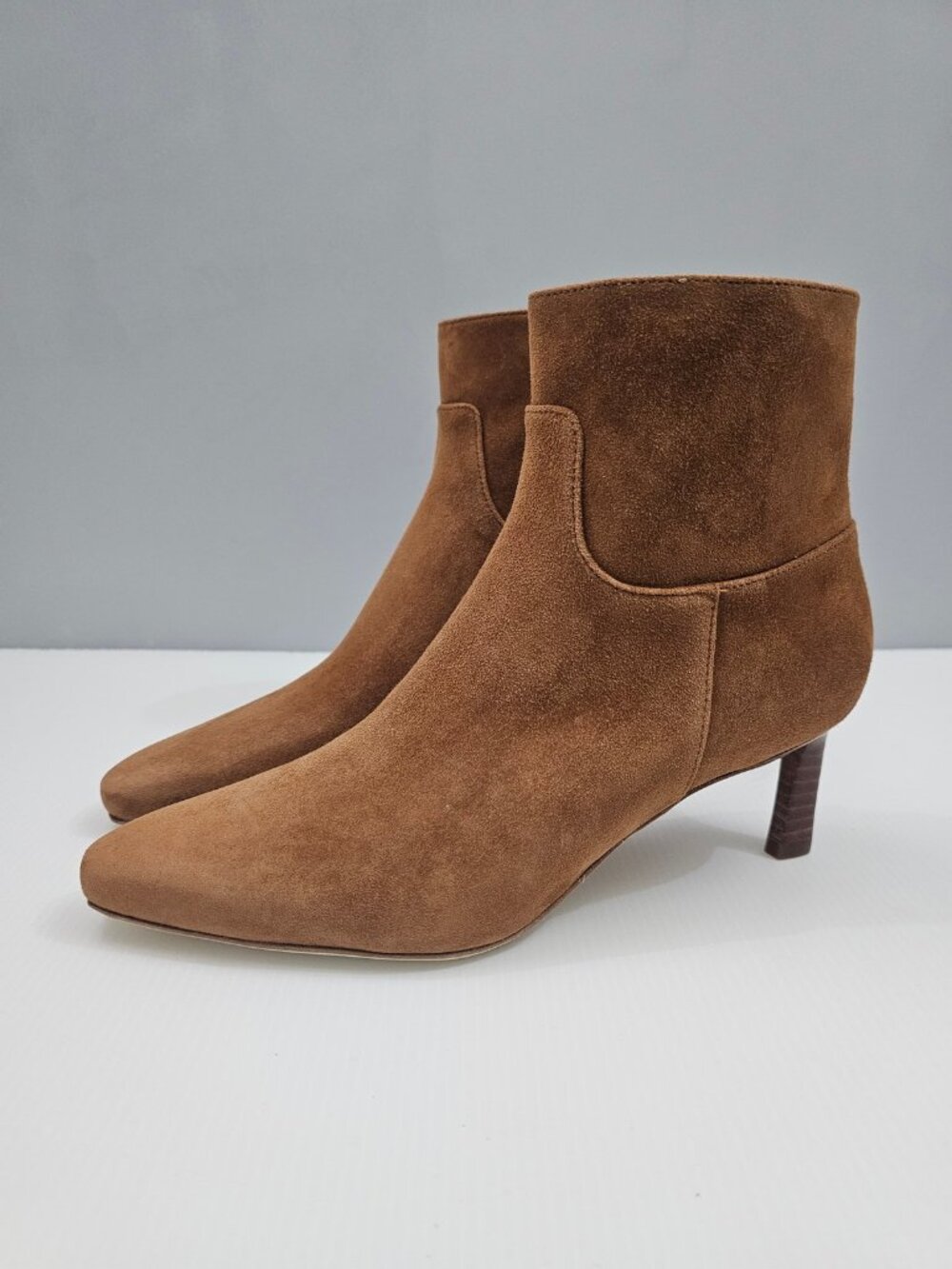 Veronica Beard Kelby Ankle Bootie Womens 7.5 Brown Suede Slim Heel Pointed Toe